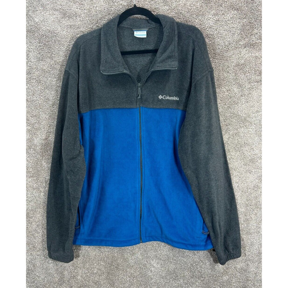 Columbia Jacket Mens XXL Gray Blue Colorblock Steens Mountain Fleece Full Zip - Picture 2 of 8